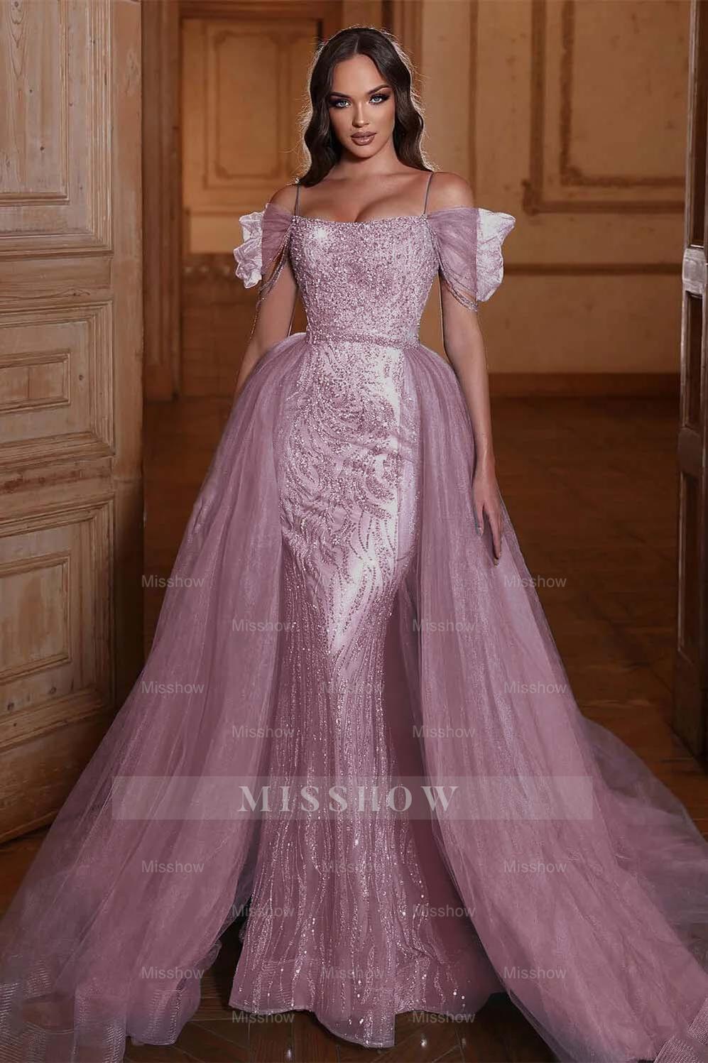 Dusty Blue Sweetheart Sleeveless Mermaid Tulle Ruffled Floor Length Evening Gown