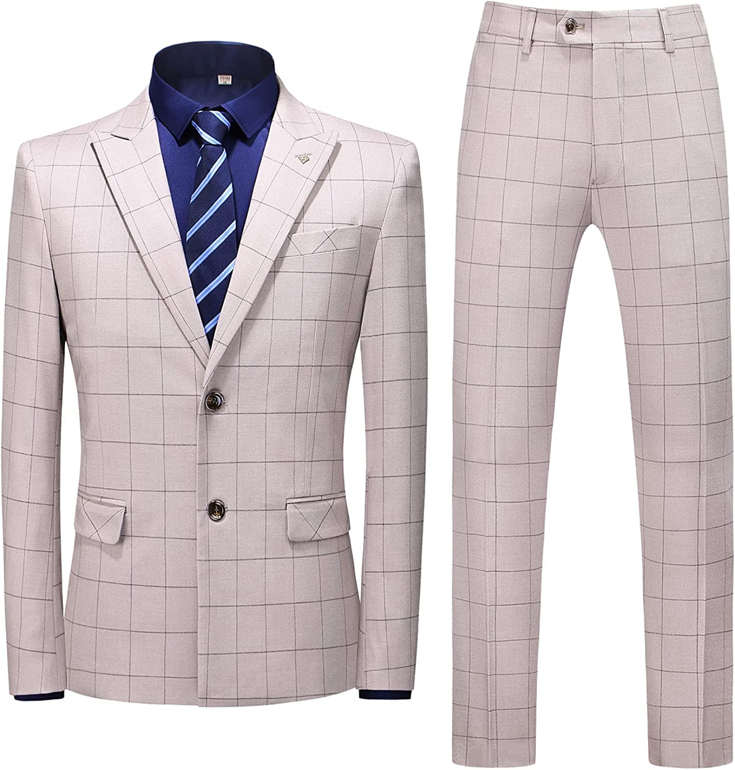 Dusty Pink Fancy Two-Piece Peaked Lapel Business Suit