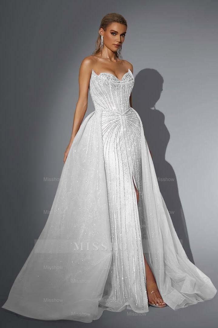 Dusty Rose Strapless Sweetheart A-Line Sequined Floor Length Formal Evening Gown