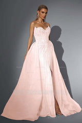 Dusty Rose Strapless Sweetheart A-Line Sequined Floor Length Formal Evening Gown