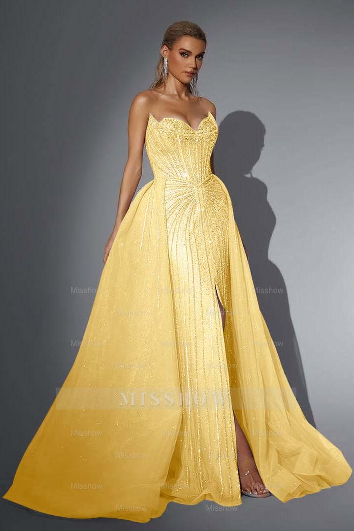 Dusty Rose Strapless Sweetheart A-Line Sequined Floor Length Formal Evening Gown