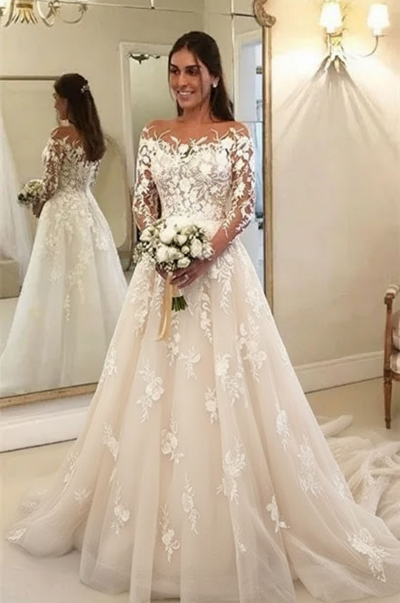Elegant A Line Wedding Dresses With Sleeves Wedding dresses with lace
