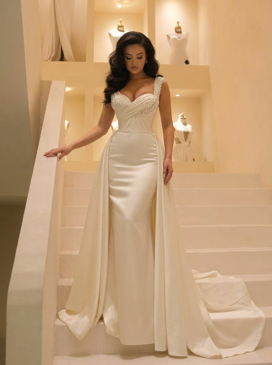 Elegant A-line Sweetheart Sleeveless Beading Wedding Dresses