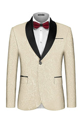 Elegant Apricot Jacquard Shawl Collar Two-Piece Groom's Suit