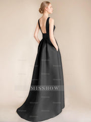 Elegant Asymmetrical A-Line Princess Scoop Mother of the Bride & Groom Sleeveless Dress with Appliques