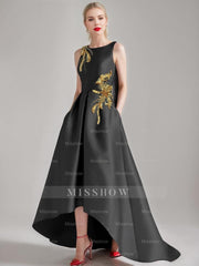 Elegant Asymmetrical A-Line Princess Scoop Mother of the Bride & Groom Sleeveless Dress with Appliques