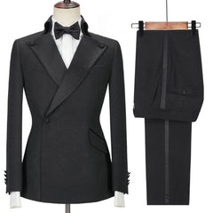 Elegant Black Peaked Lapel Two-Piece Prom Attire