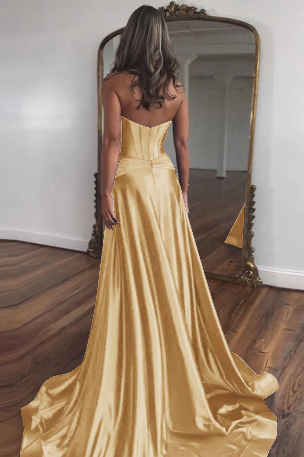 Elegant Blue Sweetheart Corset Prom Dress with A-Line Skirt and Front Split