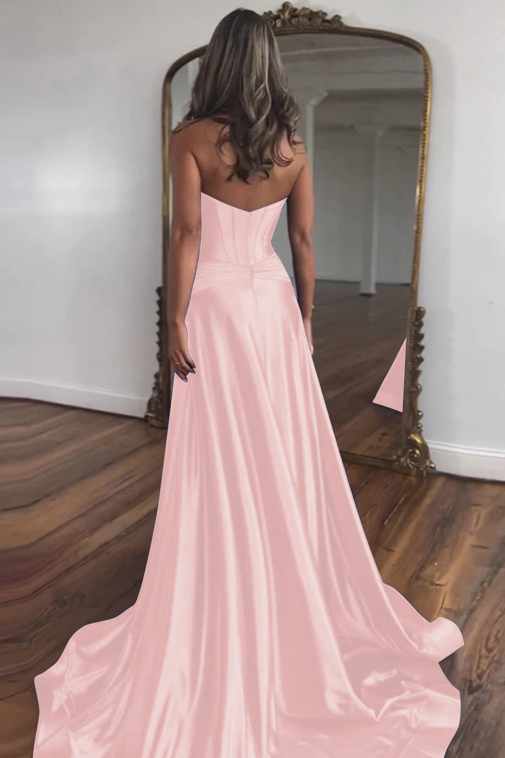 Elegant Blue Sweetheart Corset Prom Dress with A-Line Skirt and Front Split