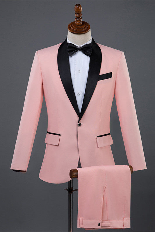 Elegant Blush Shawl Collar Two-Piece Groom's Suit For Wedding