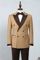 Elegant Brown Double Breasted Suit Rustic Two-Piece Formal Attire