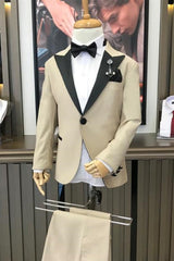 Elegant Champagne Peaked Lapel Two-Piece Fancy Prom Suit