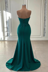 Elegant Dark Green Strapless Mermaid Long Prom Dress Evening Gowns