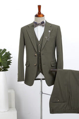 Elegant Dark Green Three Pieces Slim Fit Custom Business Suit