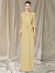Elegant Floor-Length Mother of the Bride Sheath/Column Jewel Neck Dresses