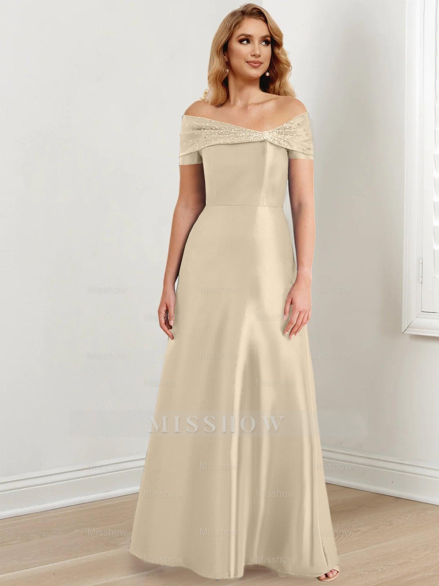 Elegant Floor-Length Off-the-Shoulder Mother of the Bride A-Line/Princess Dresses