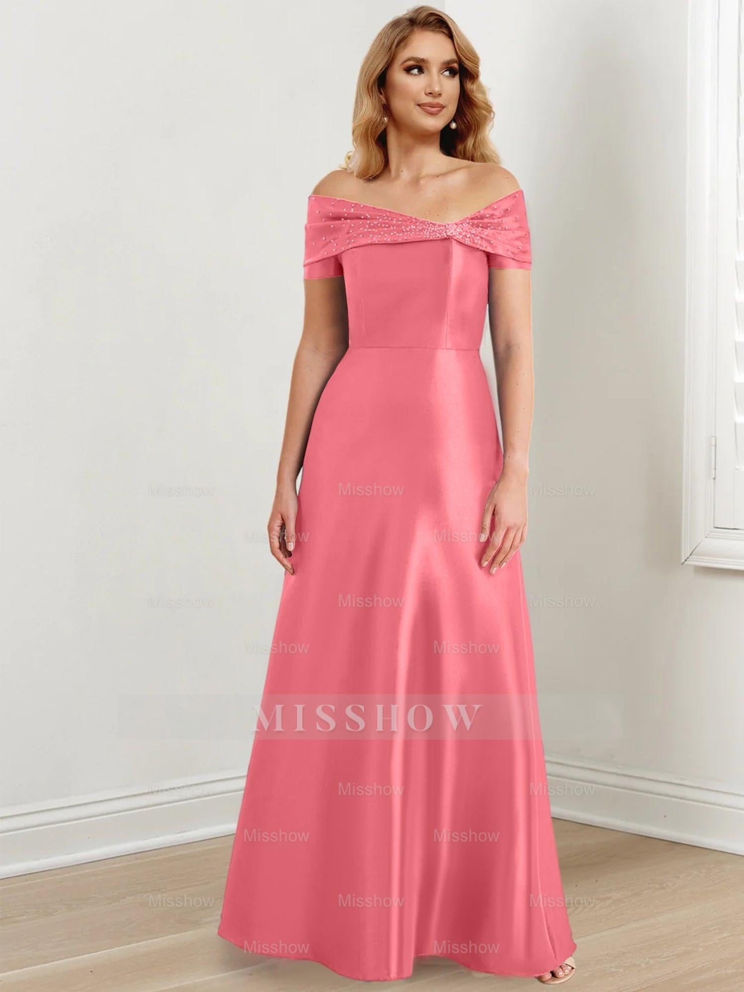 Elegant Floor-Length Off-the-Shoulder Mother of the Bride A-Line/Princess Dresses