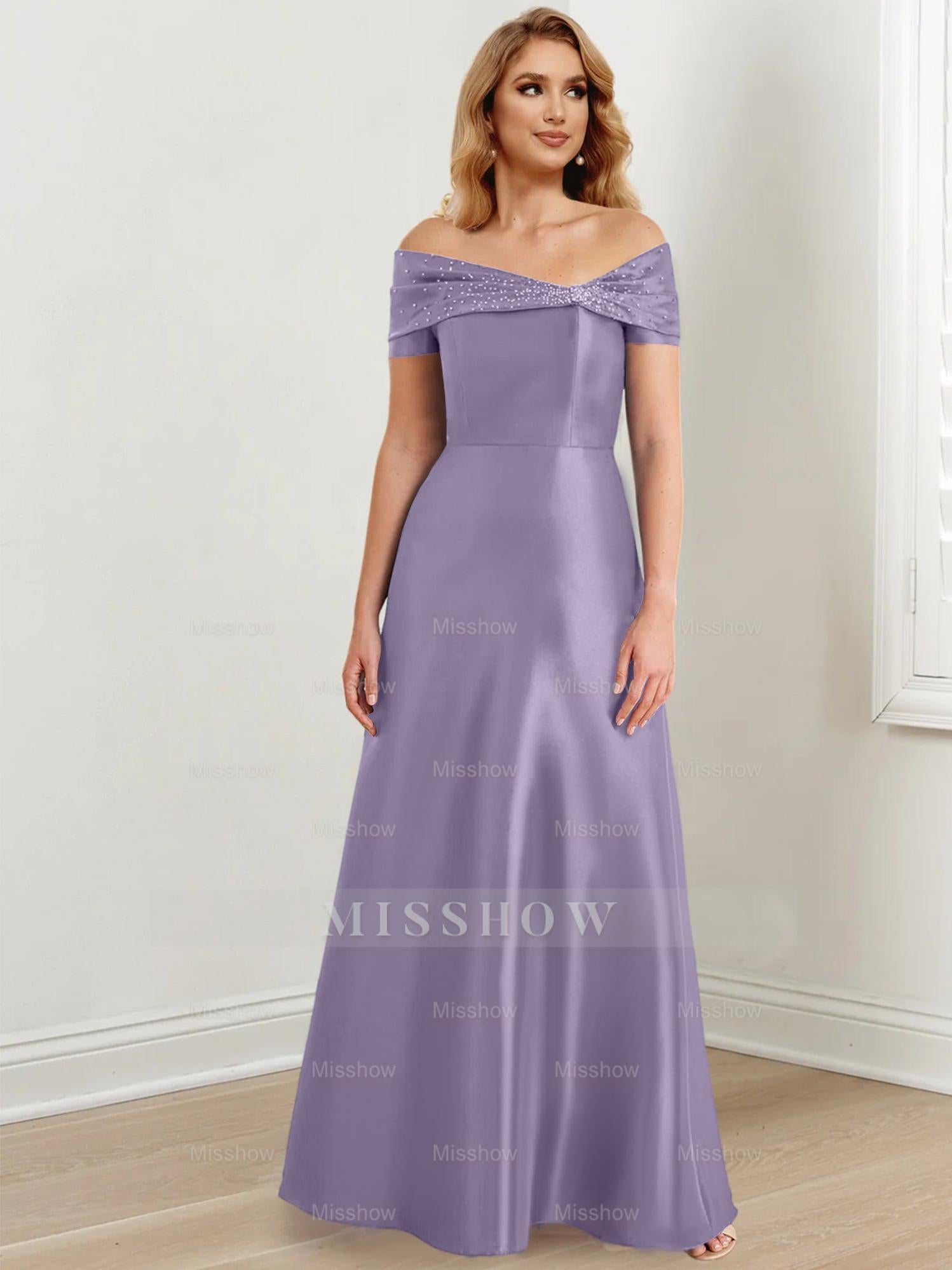 Elegant Floor-Length Off-the-Shoulder Mother of the Bride A-Line/Princess Dresses