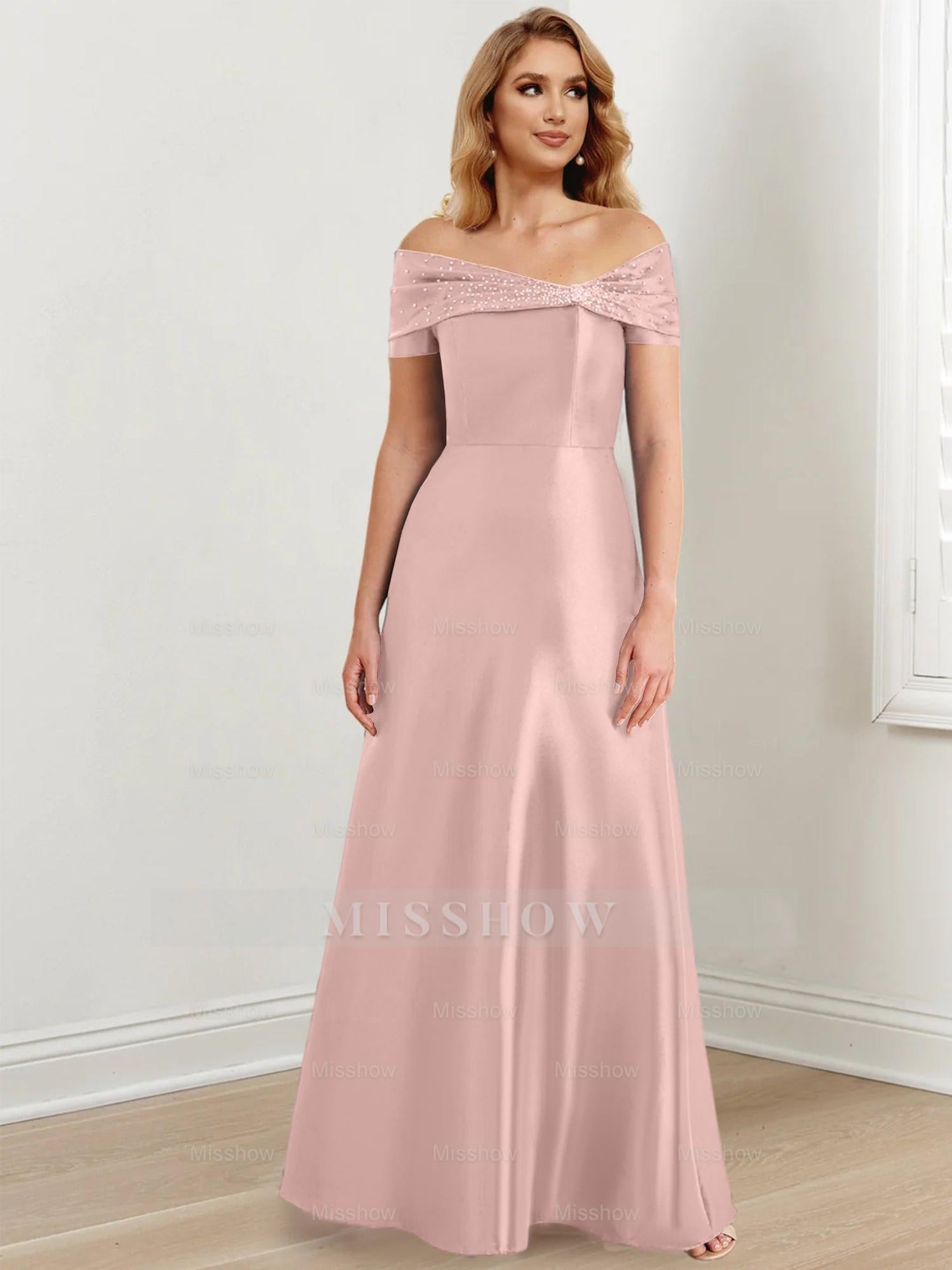 Elegant Floor-Length Off-the-Shoulder Mother of the Bride A-Line/Princess Dresses