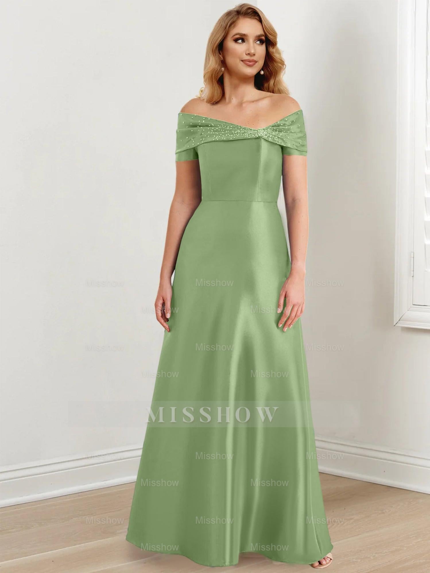 Elegant Floor-Length Off-the-Shoulder Mother of the Bride A-Line/Princess Dresses