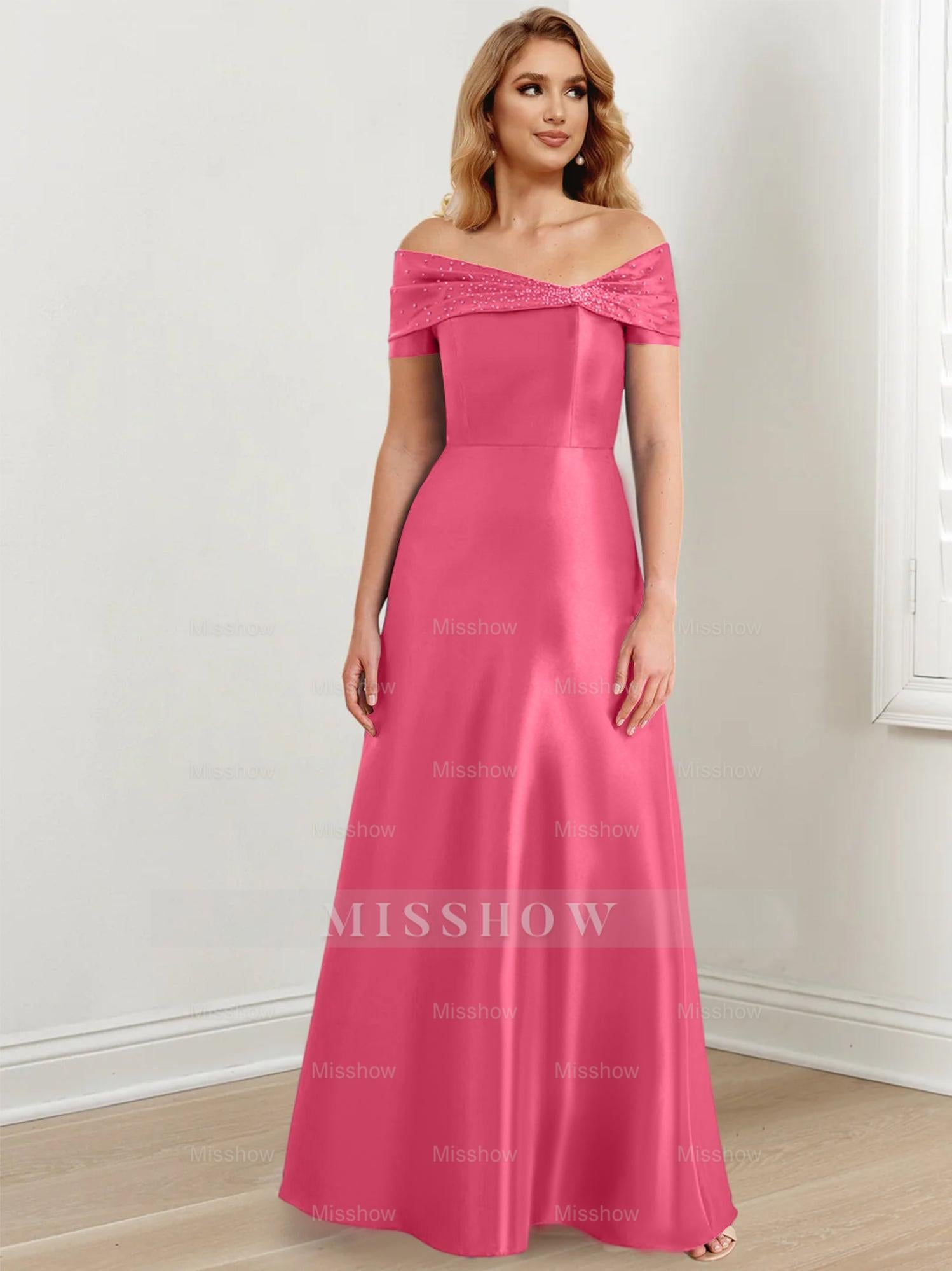 Elegant Floor-Length Off-the-Shoulder Mother of the Bride A-Line/Princess Dresses