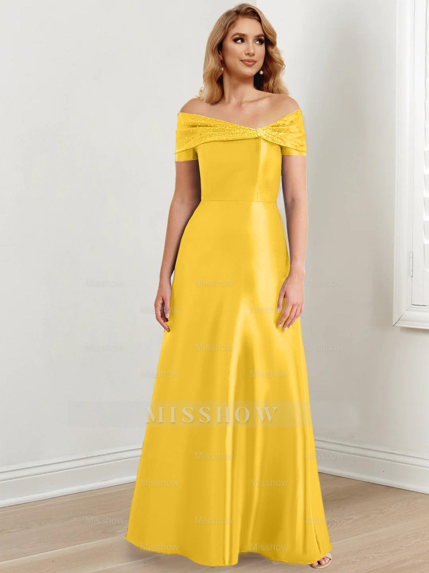 Elegant Floor-Length Off-the-Shoulder Mother of the Bride A-Line/Princess Dresses