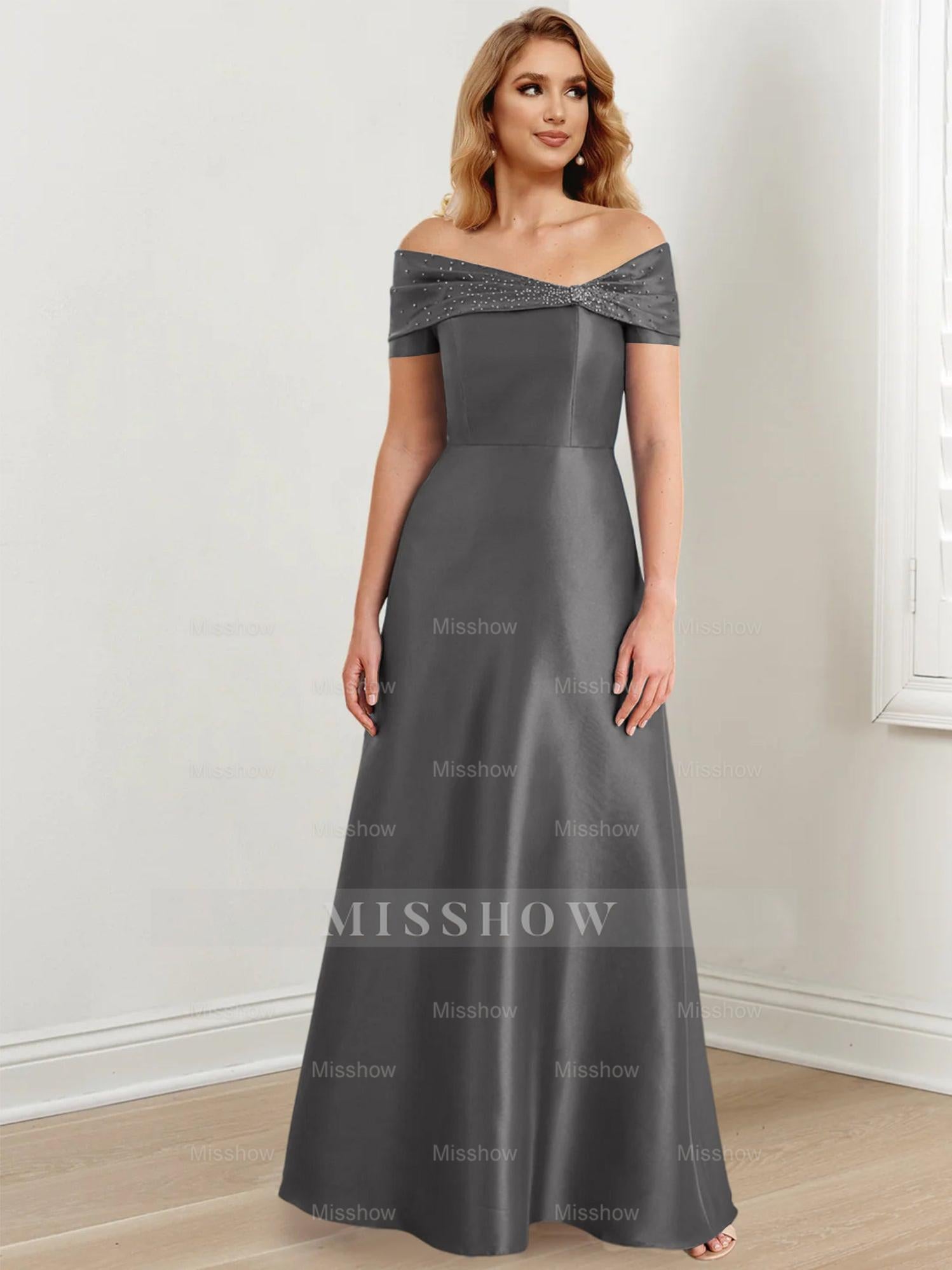 Elegant Floor-Length Off-the-Shoulder Mother of the Bride A-Line/Princess Dresses