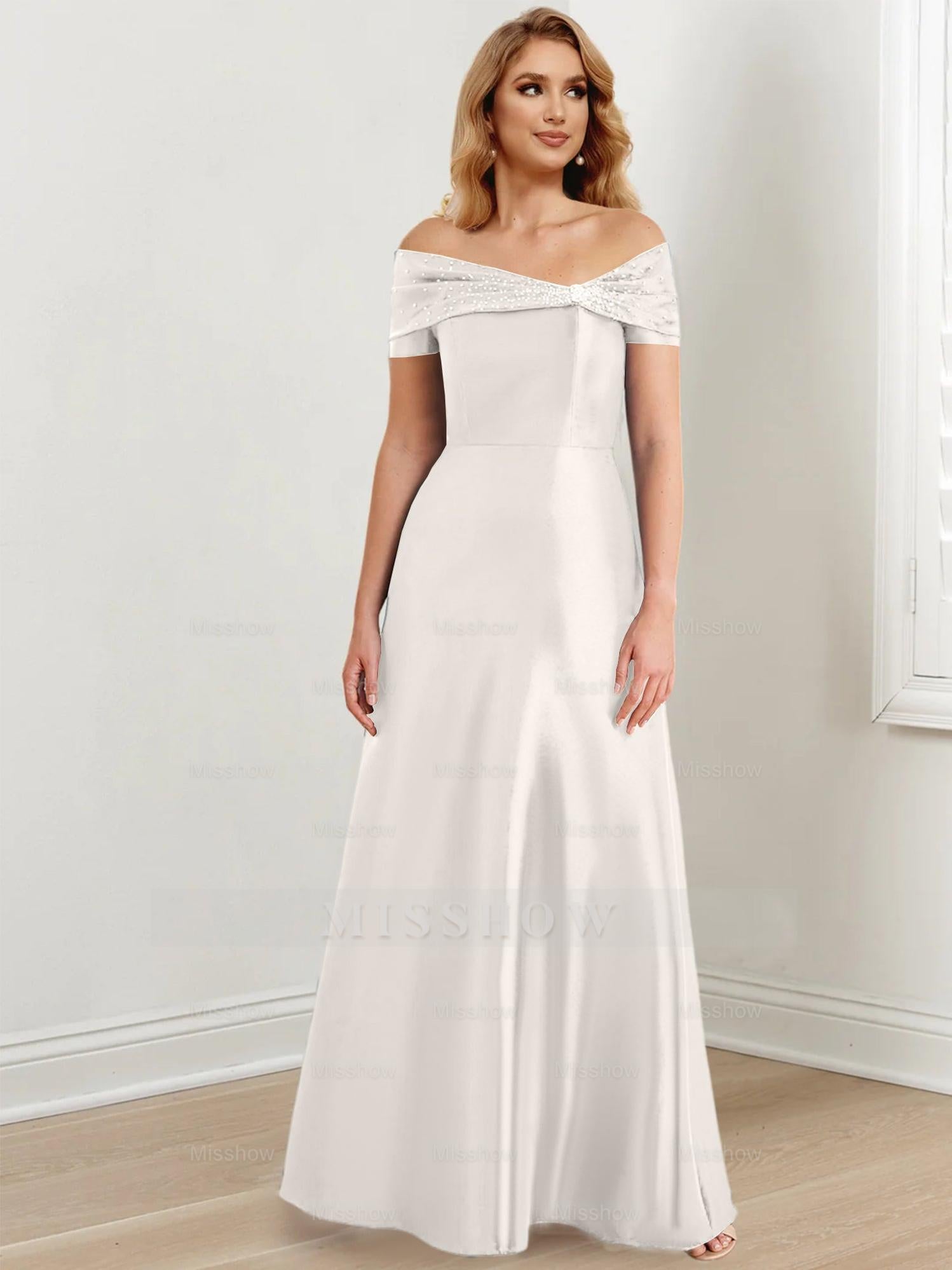 Elegant Floor-Length Off-the-Shoulder Mother of the Bride A-Line/Princess Dresses