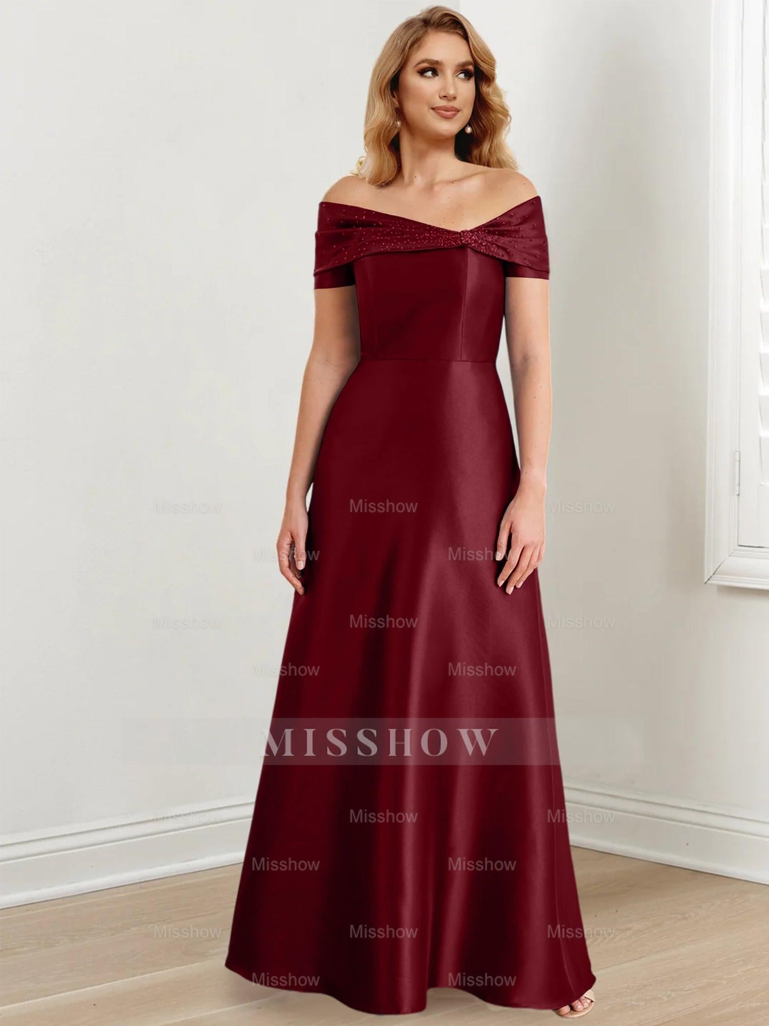 Elegant Floor-Length Off-the-Shoulder Mother of the Bride A-Line/Princess Dresses