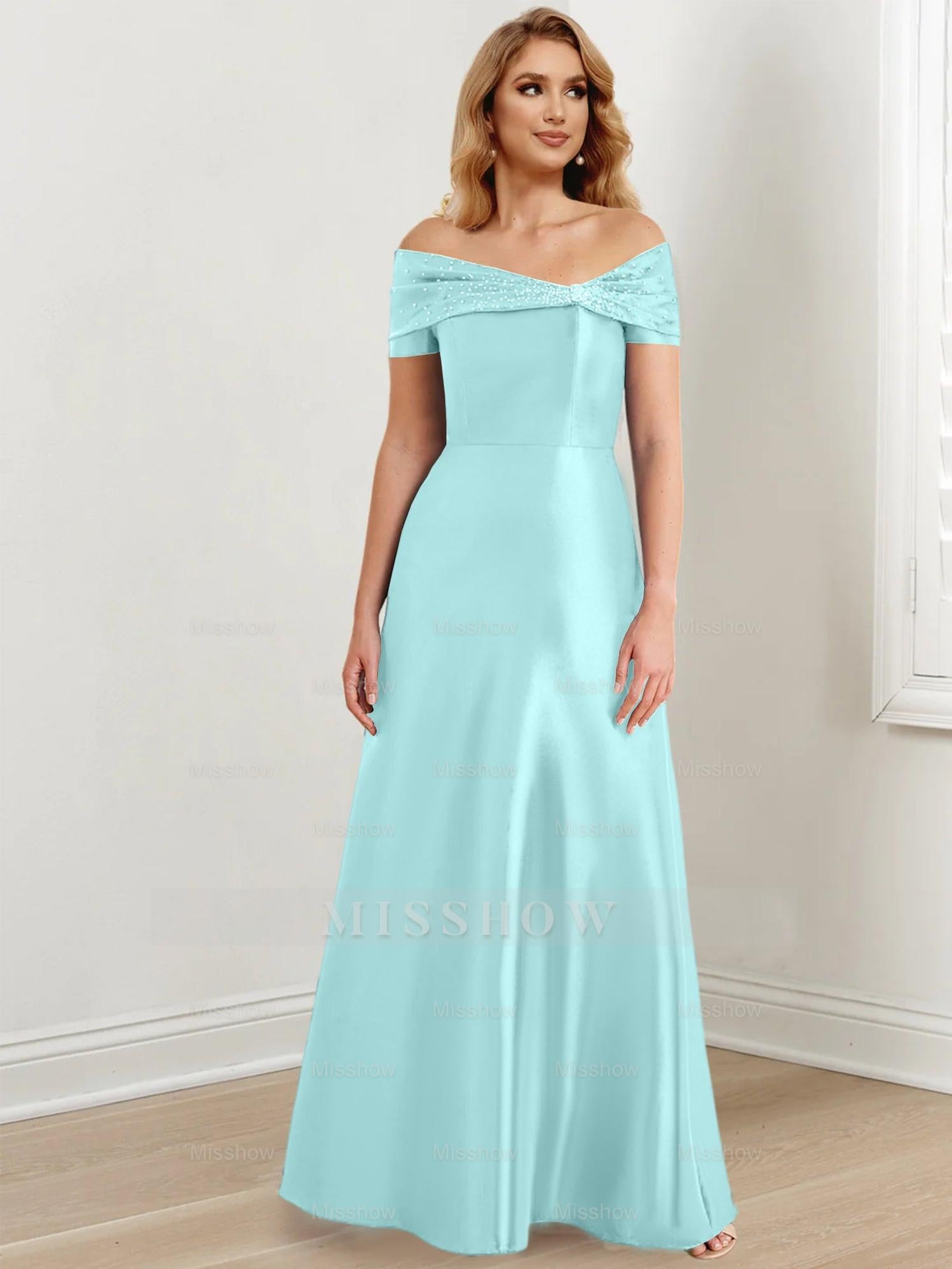 Elegant Floor-Length Off-the-Shoulder Mother of the Bride A-Line/Princess Dresses