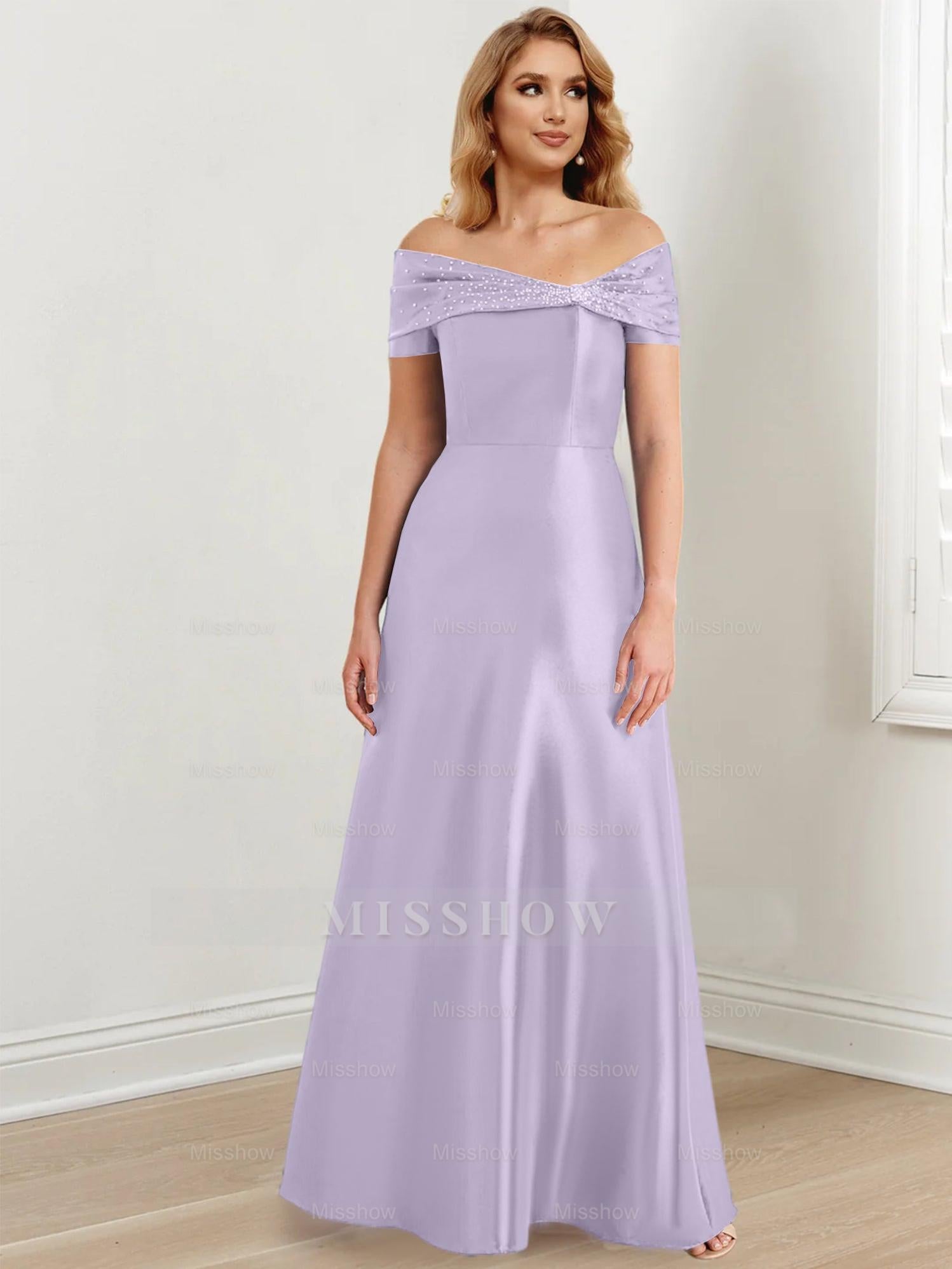 Elegant Floor-Length Off-the-Shoulder Mother of the Bride A-Line/Princess Dresses