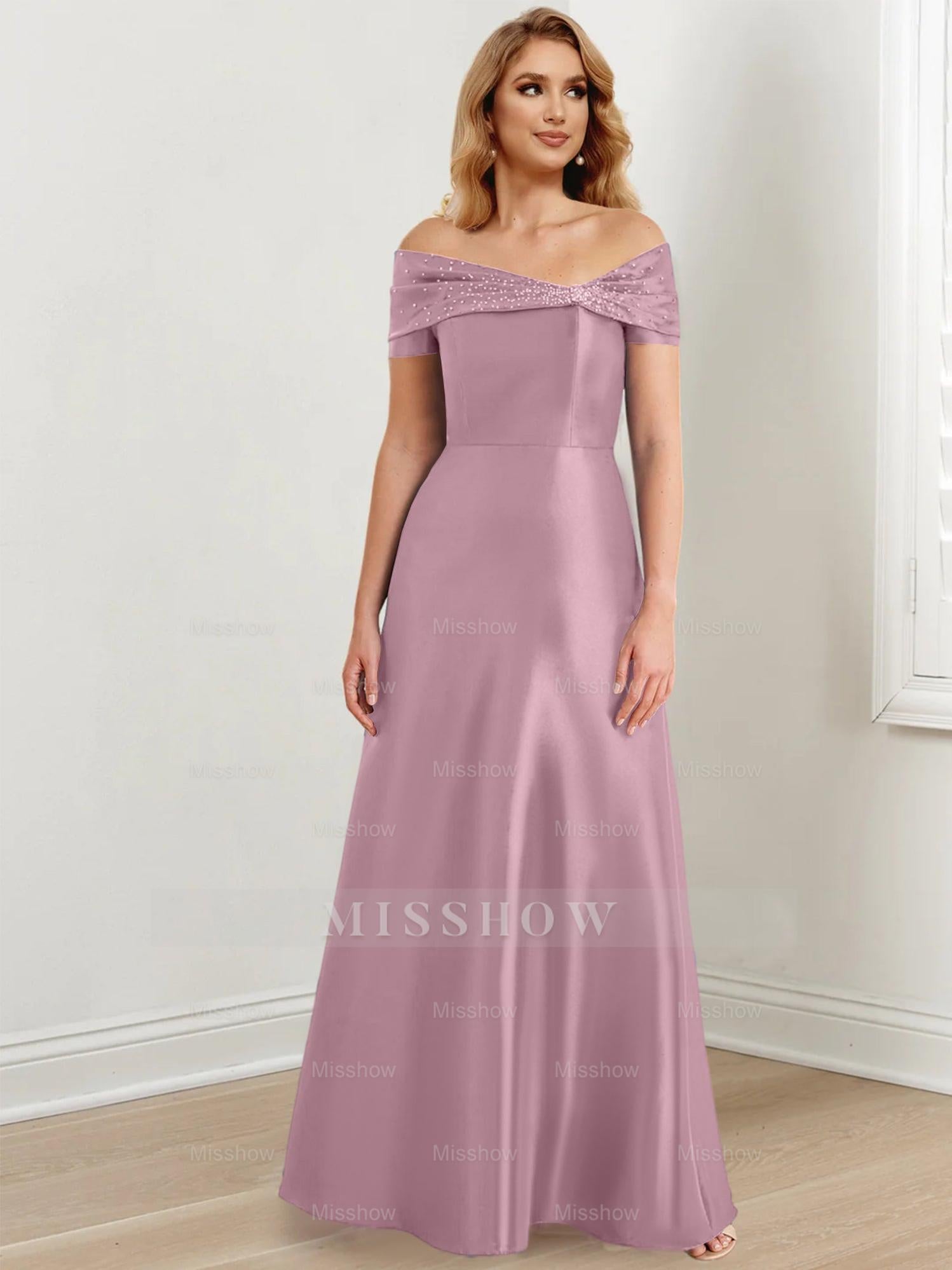 Elegant Floor-Length Off-the-Shoulder Mother of the Bride A-Line/Princess Dresses