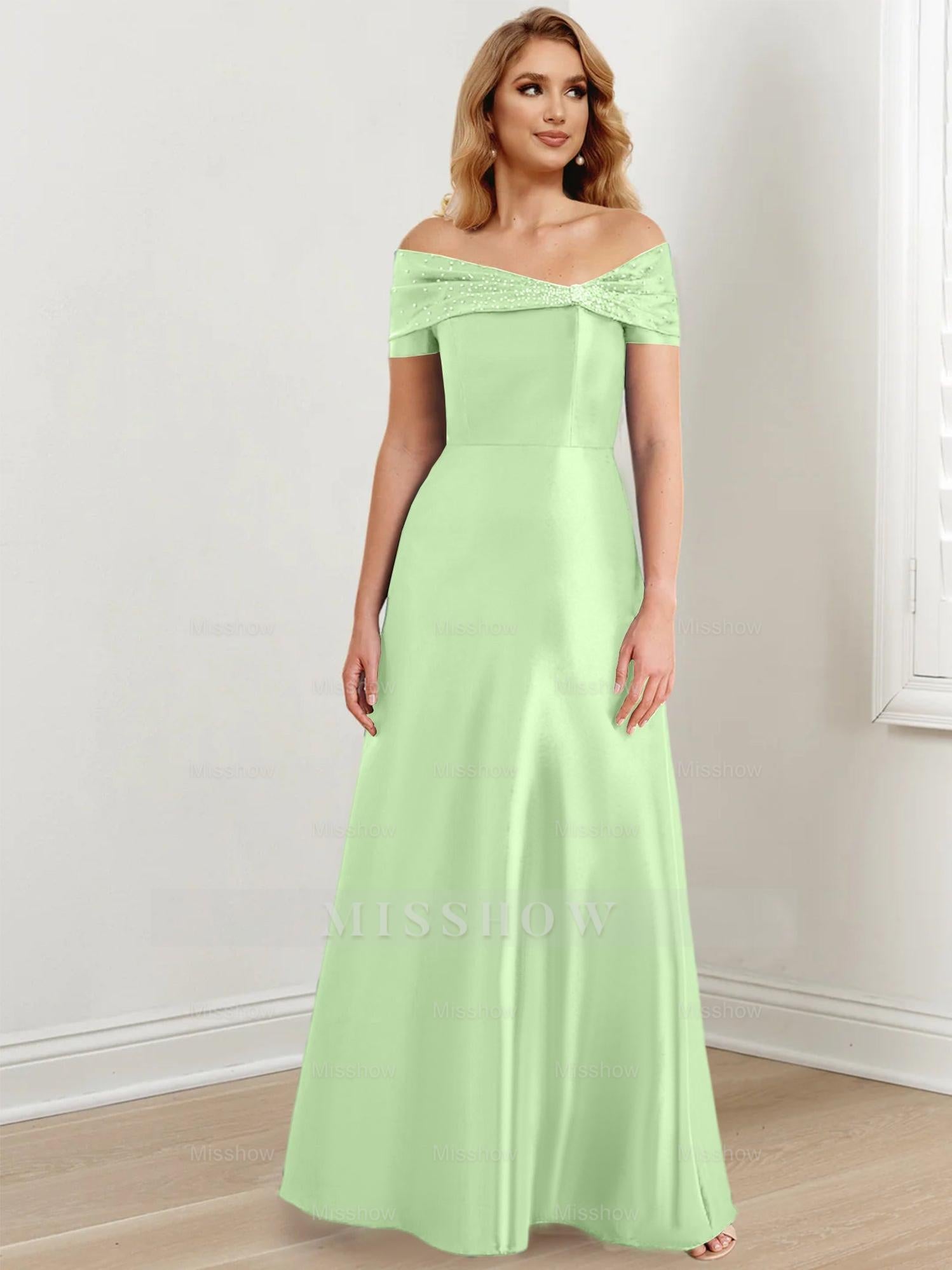 Elegant Floor-Length Off-the-Shoulder Mother of the Bride A-Line/Princess Dresses