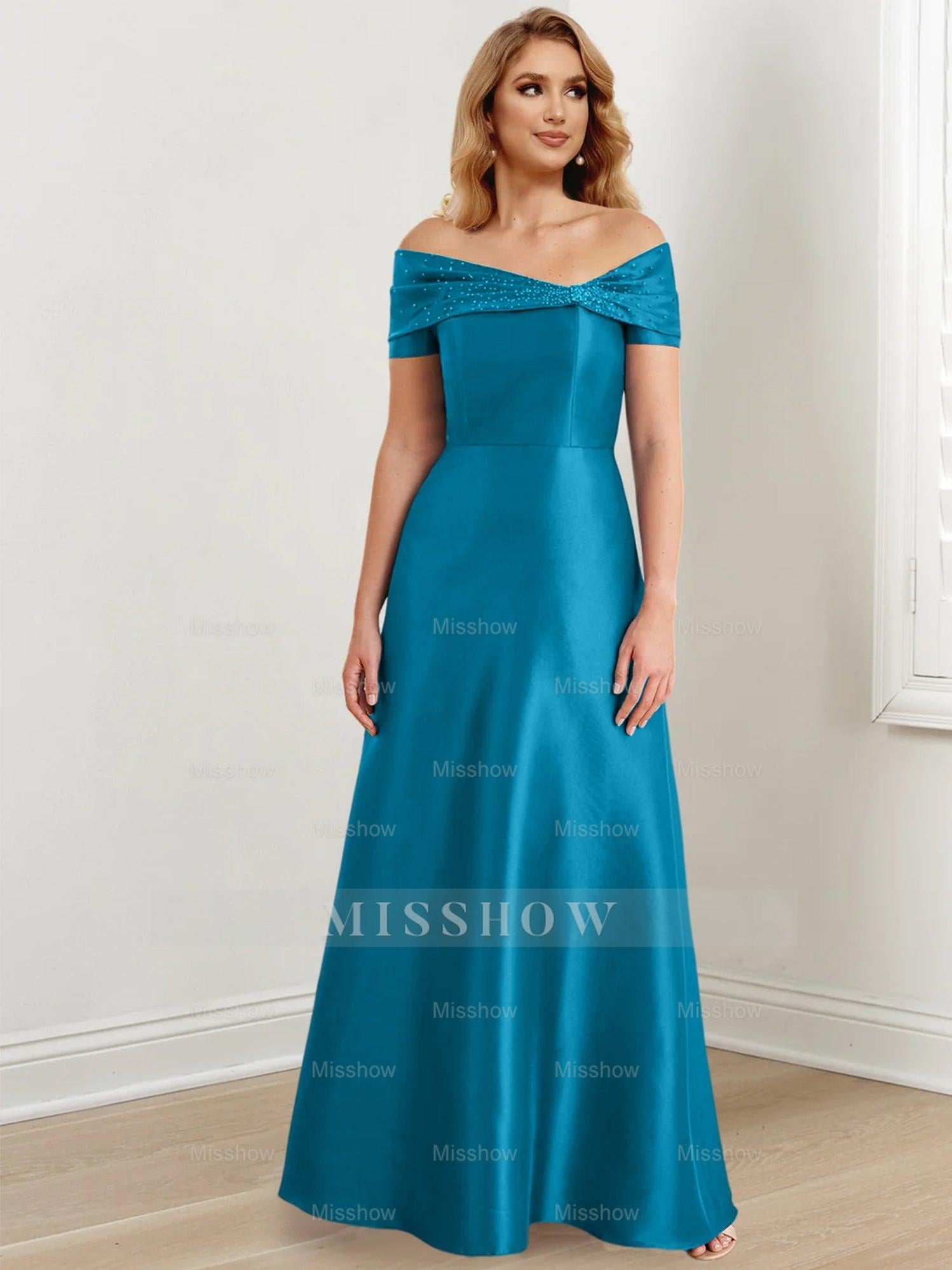 Elegant Floor-Length Off-the-Shoulder Mother of the Bride A-Line/Princess Dresses