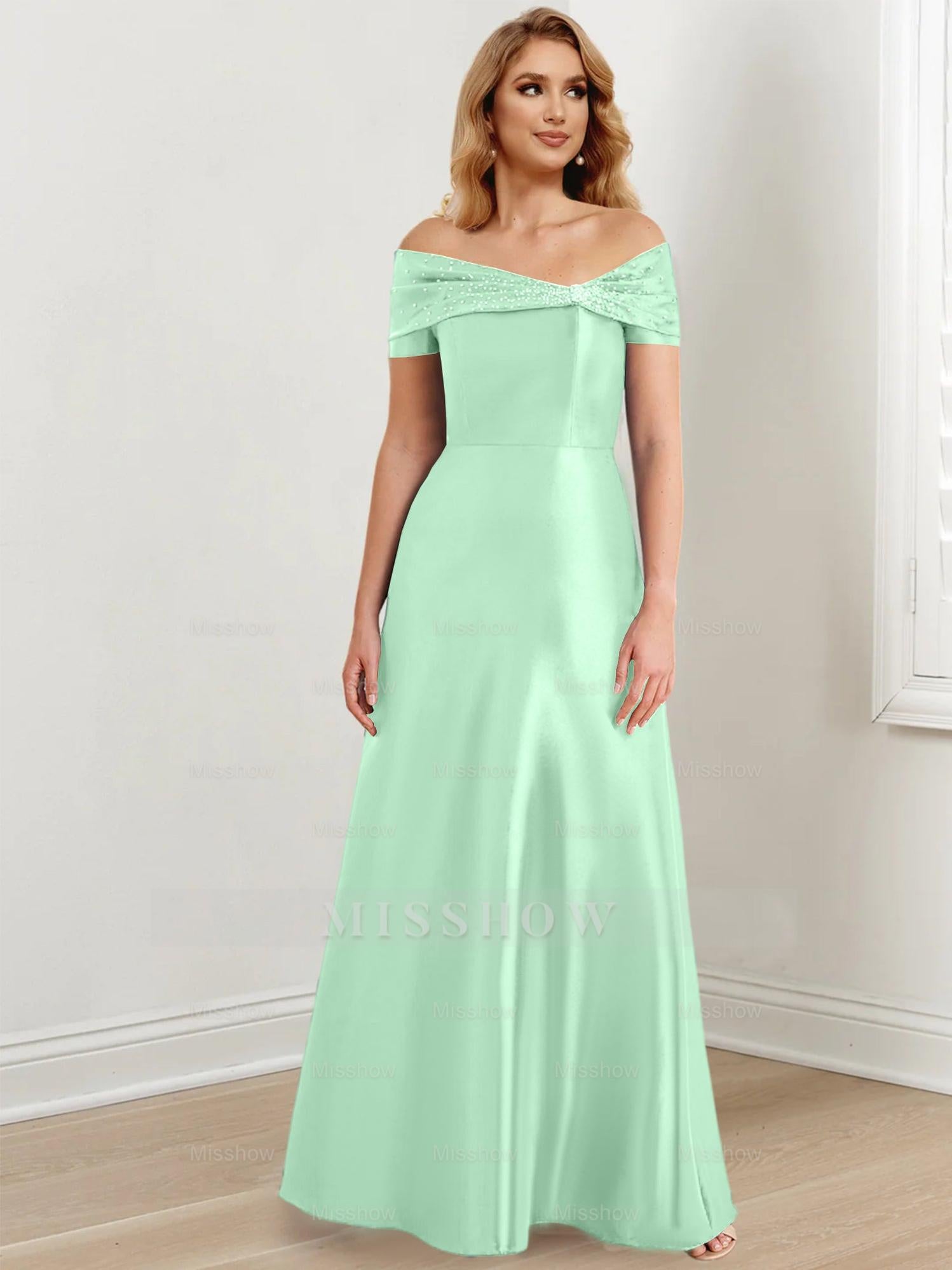 Elegant Floor-Length Off-the-Shoulder Mother of the Bride A-Line/Princess Dresses