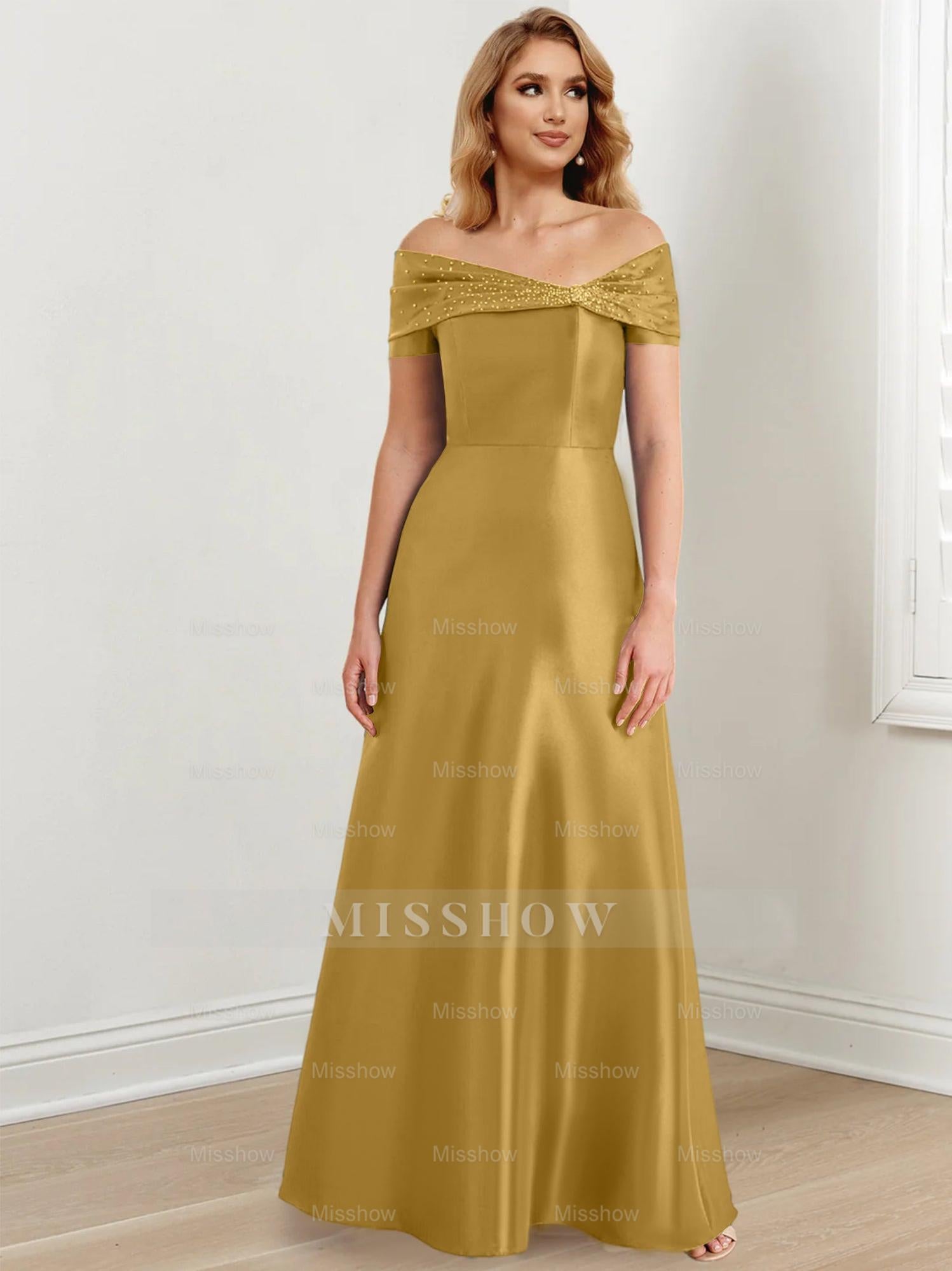 Elegant Floor-Length Off-the-Shoulder Mother of the Bride A-Line/Princess Dresses