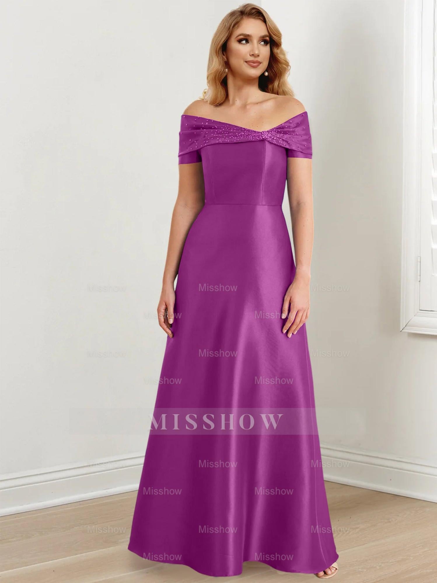 Elegant Floor-Length Off-the-Shoulder Mother of the Bride A-Line/Princess Dresses