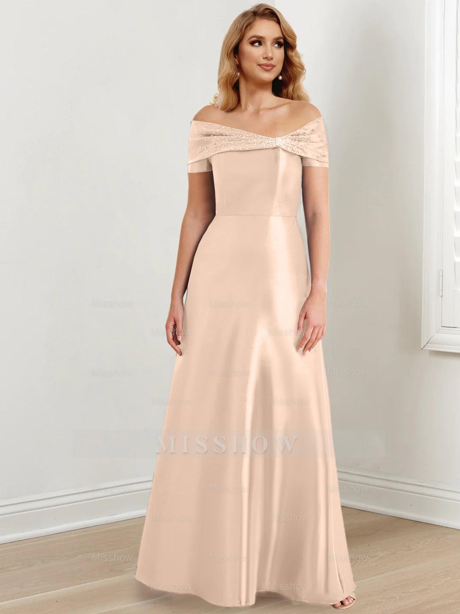 Elegant Floor-Length Off-the-Shoulder Mother of the Bride A-Line/Princess Dresses