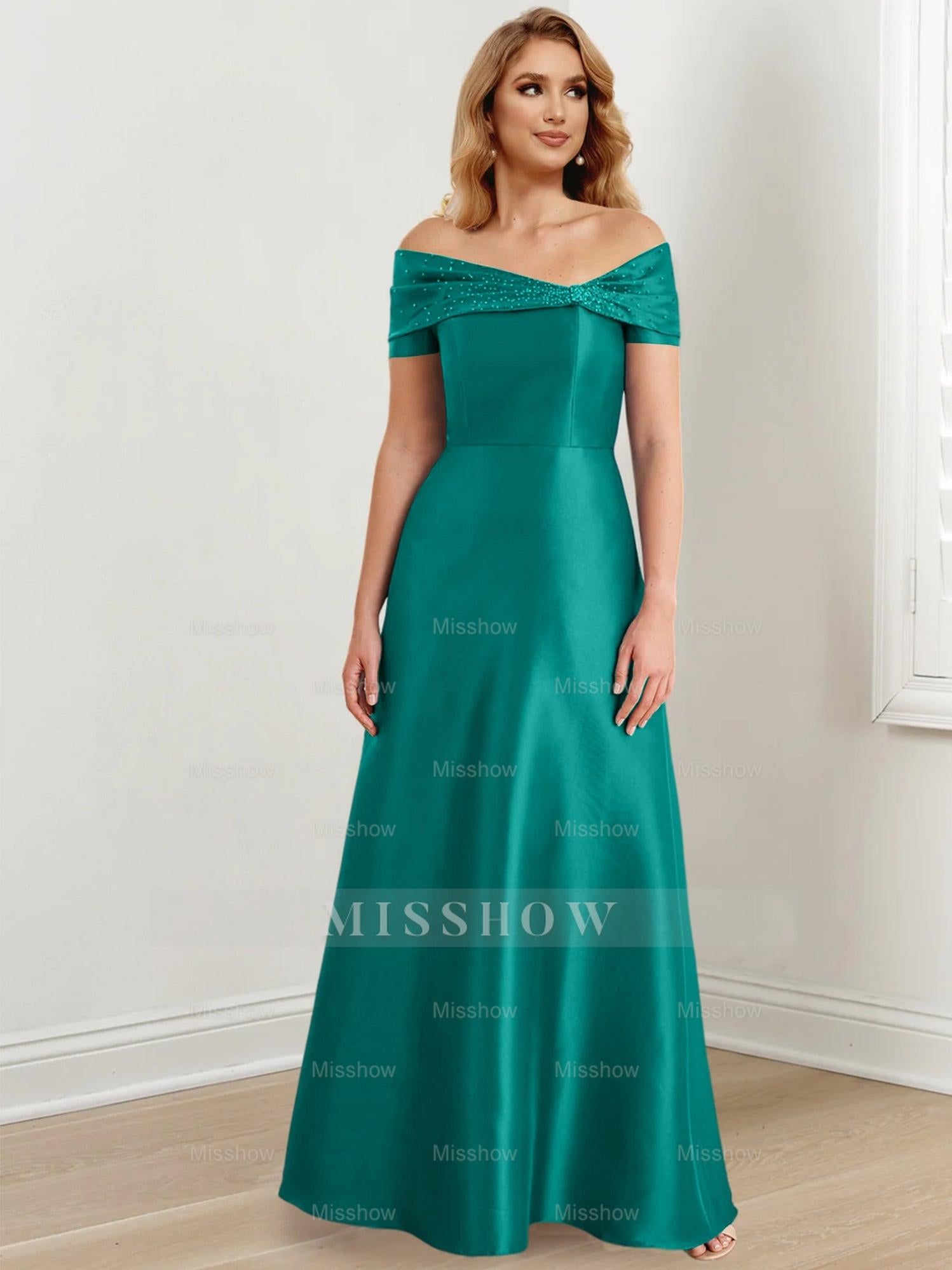 Elegant Floor-Length Off-the-Shoulder Mother of the Bride A-Line/Princess Dresses