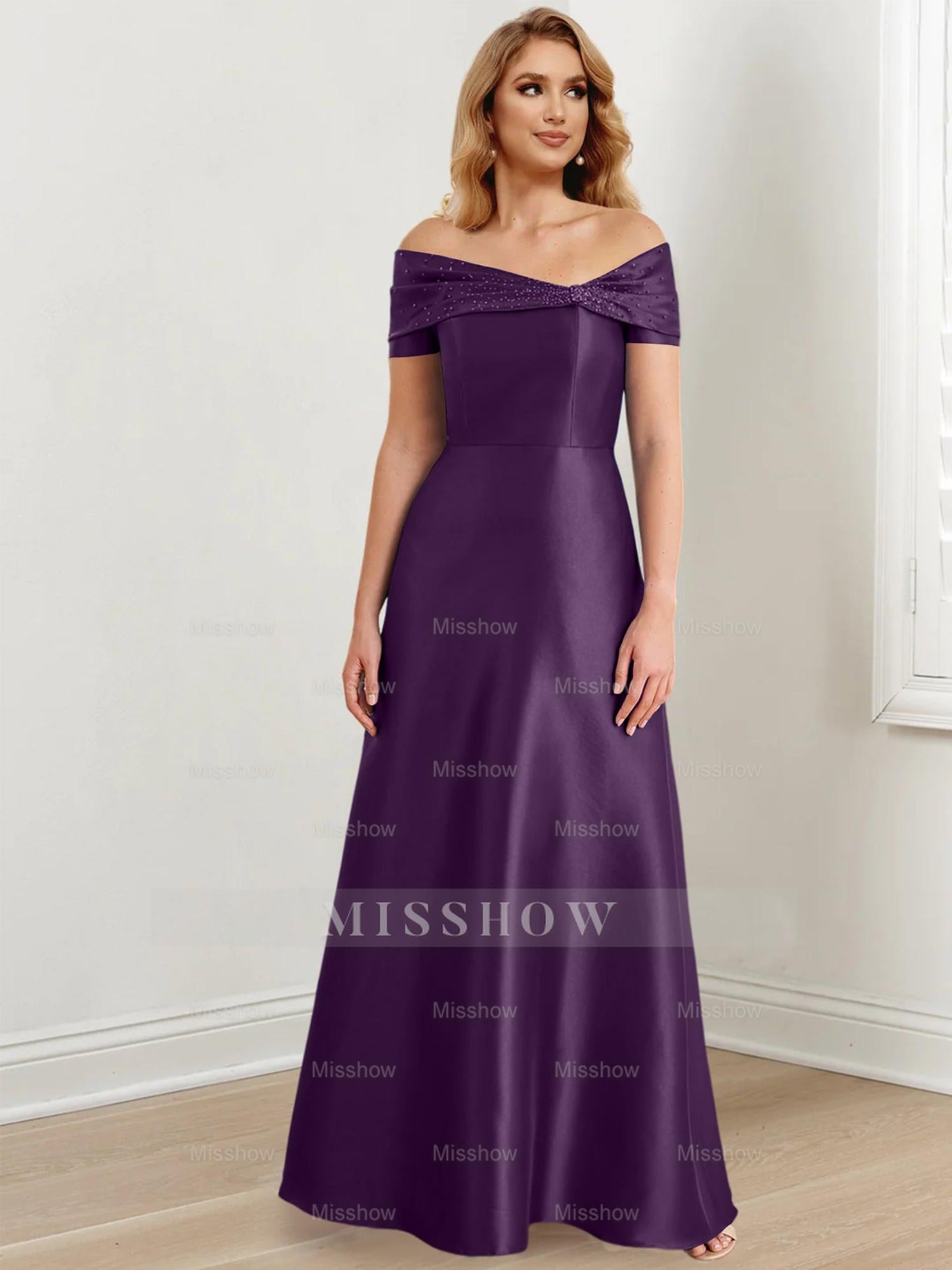 Elegant Floor-Length Off-the-Shoulder Mother of the Bride A-Line/Princess Dresses