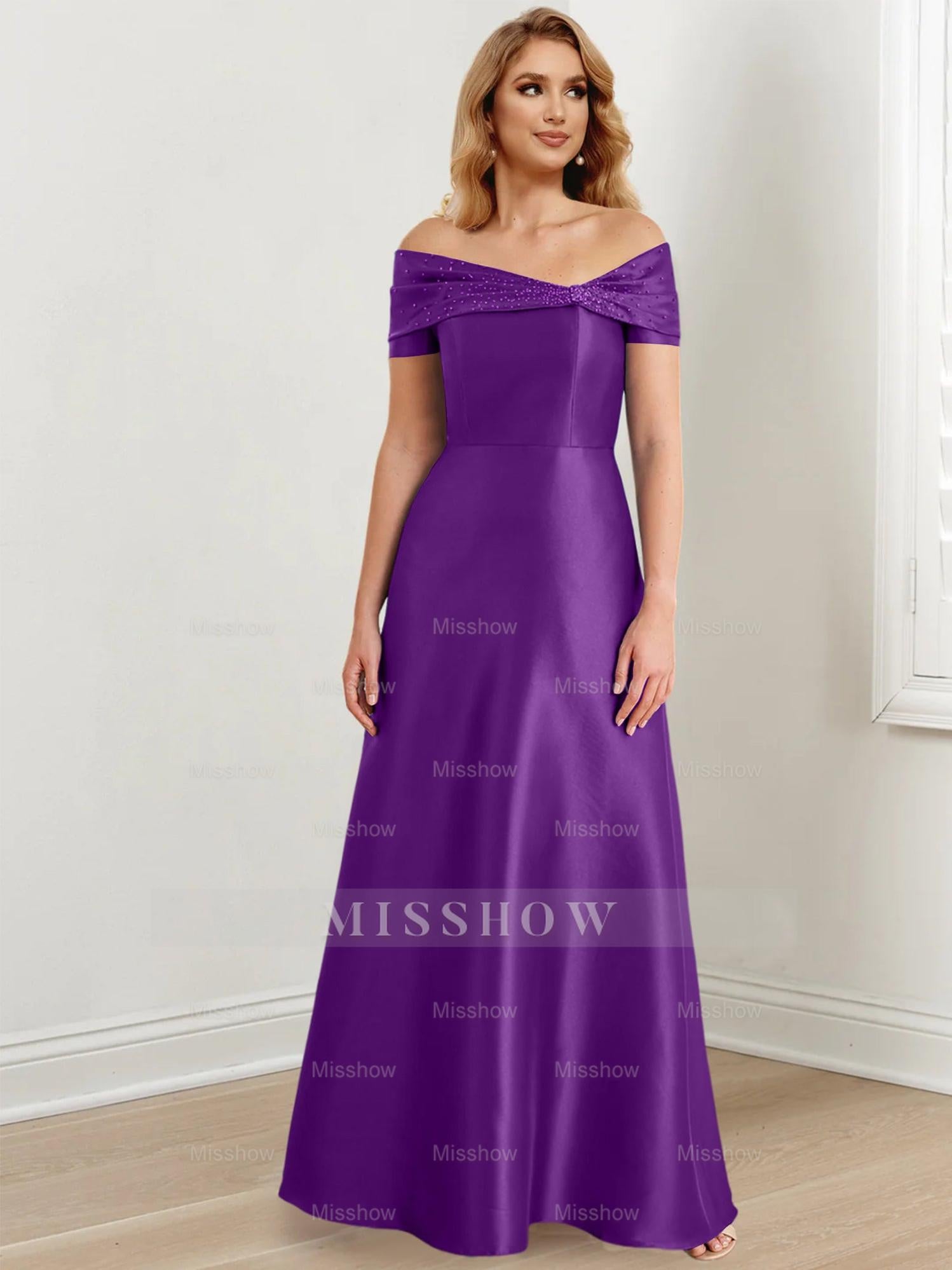 Elegant Floor-Length Off-the-Shoulder Mother of the Bride A-Line/Princess Dresses