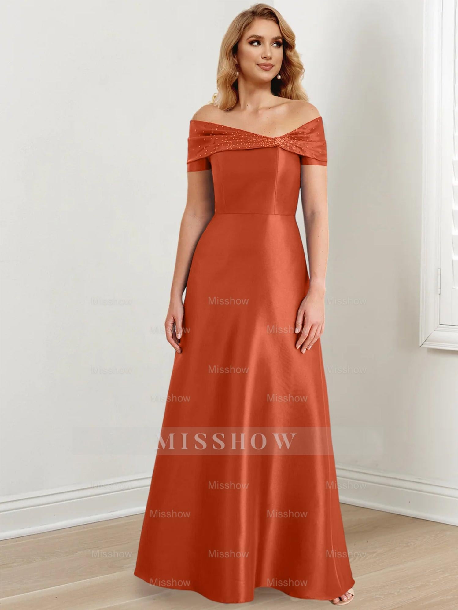 Elegant Floor-Length Off-the-Shoulder Mother of the Bride A-Line/Princess Dresses