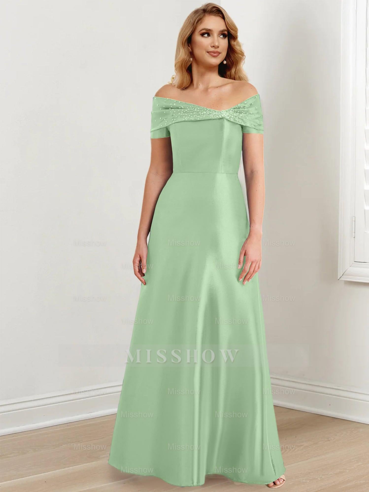 Elegant Floor-Length Off-the-Shoulder Mother of the Bride A-Line/Princess Dresses