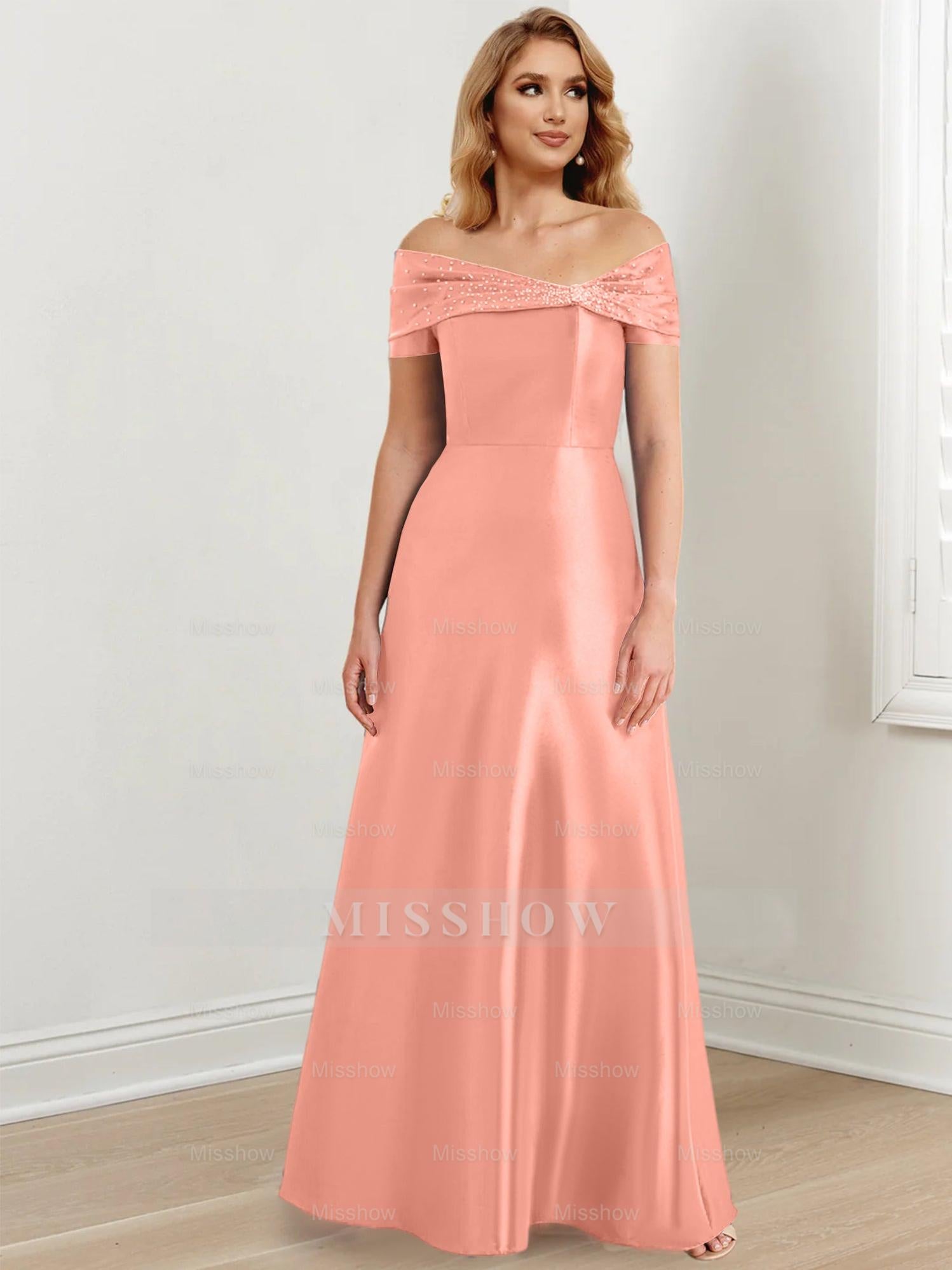 Elegant Floor-Length Off-the-Shoulder Mother of the Bride A-Line/Princess Dresses