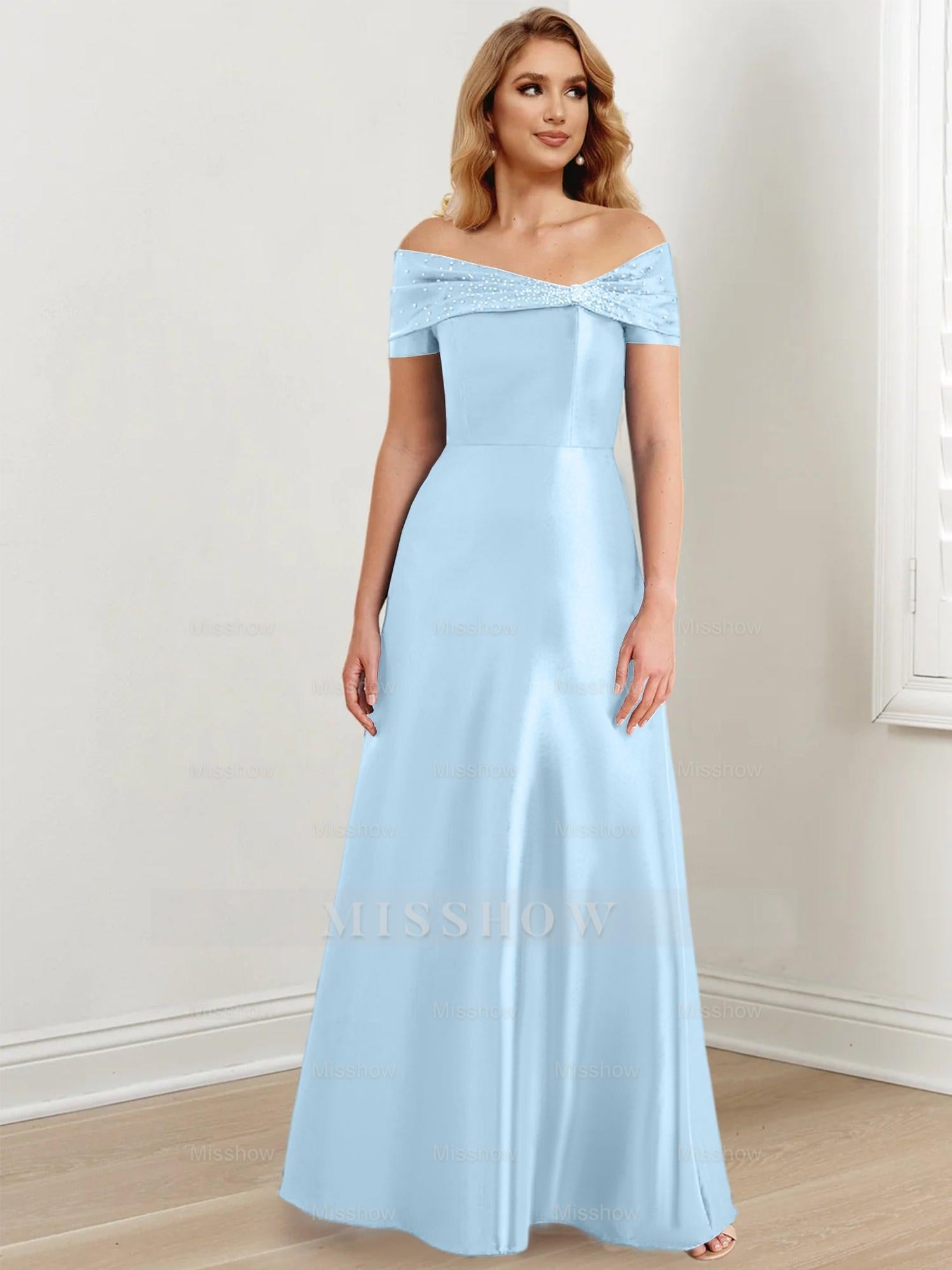 Elegant Floor-Length Off-the-Shoulder Mother of the Bride A-Line/Princess Dresses