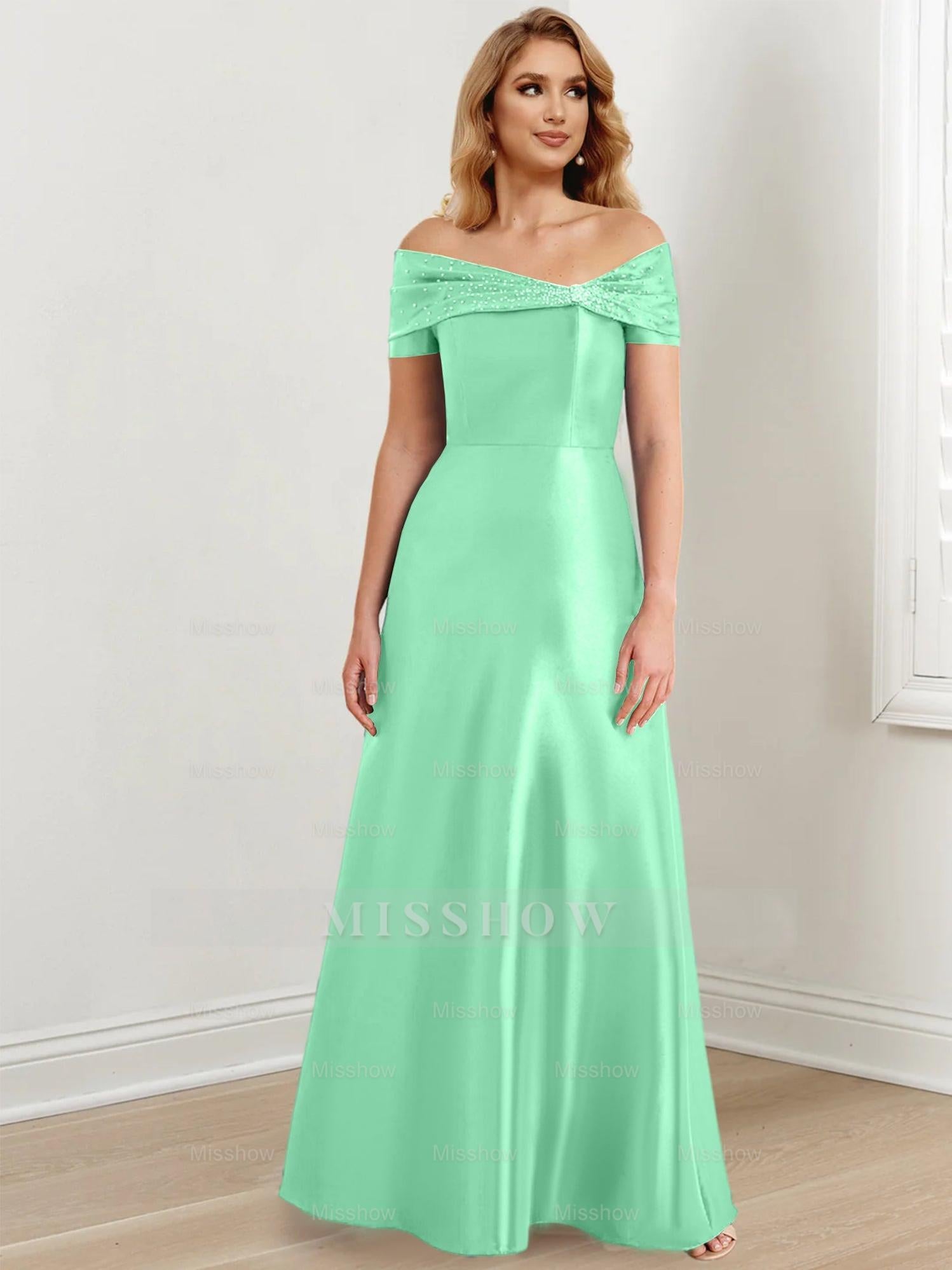 Elegant Floor-Length Off-the-Shoulder Mother of the Bride A-Line/Princess Dresses
