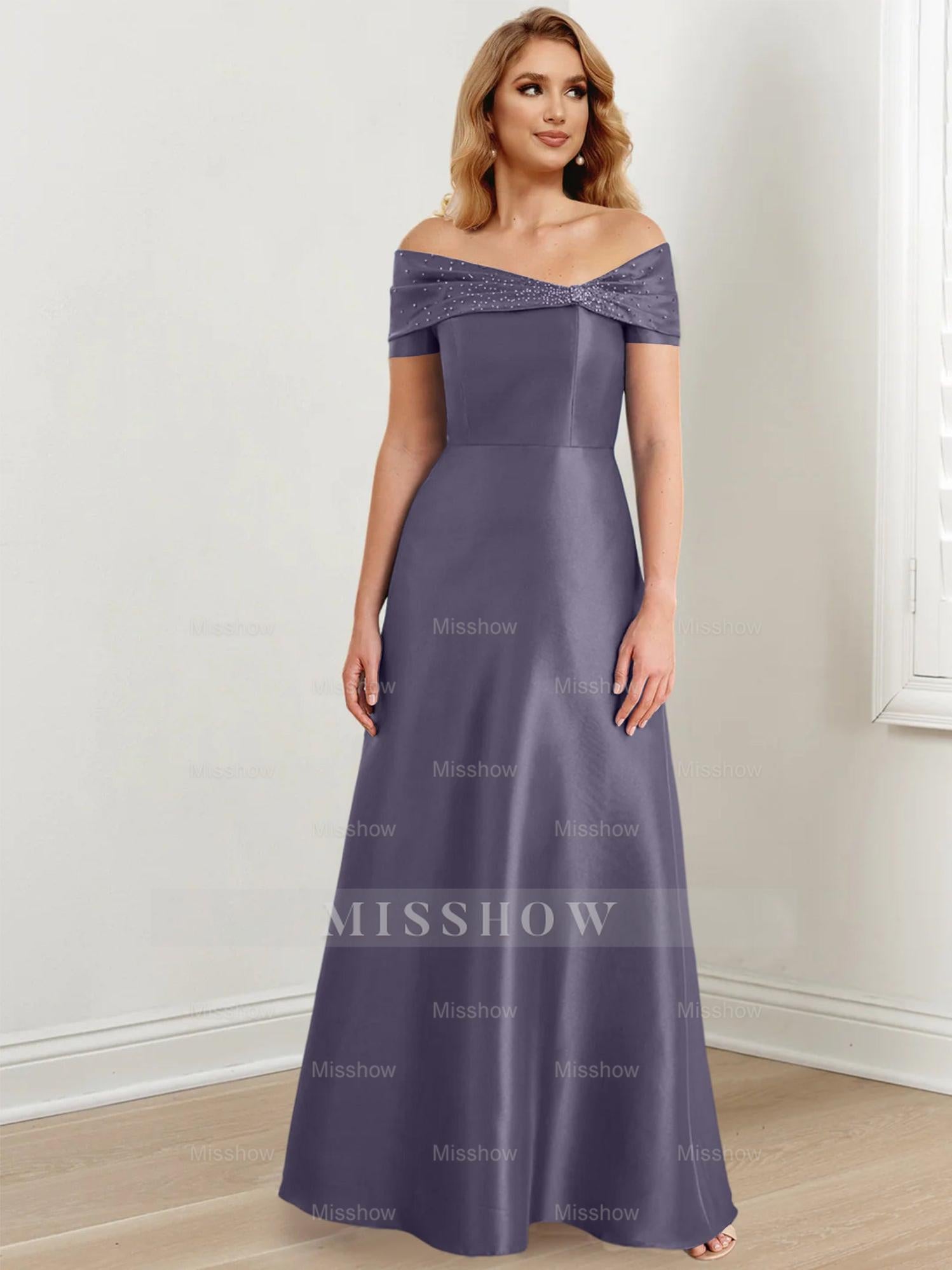 Elegant Floor-Length Off-the-Shoulder Mother of the Bride A-Line/Princess Dresses