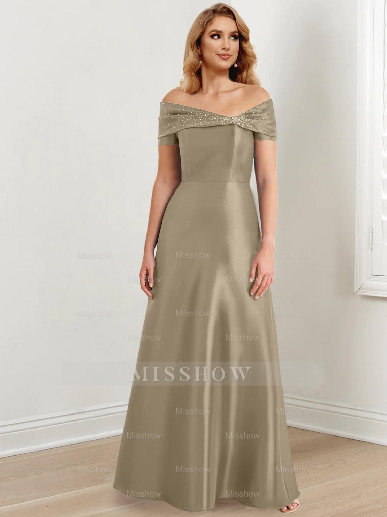 Elegant Floor-Length Off-the-Shoulder Mother of the Bride A-Line/Princess Dresses