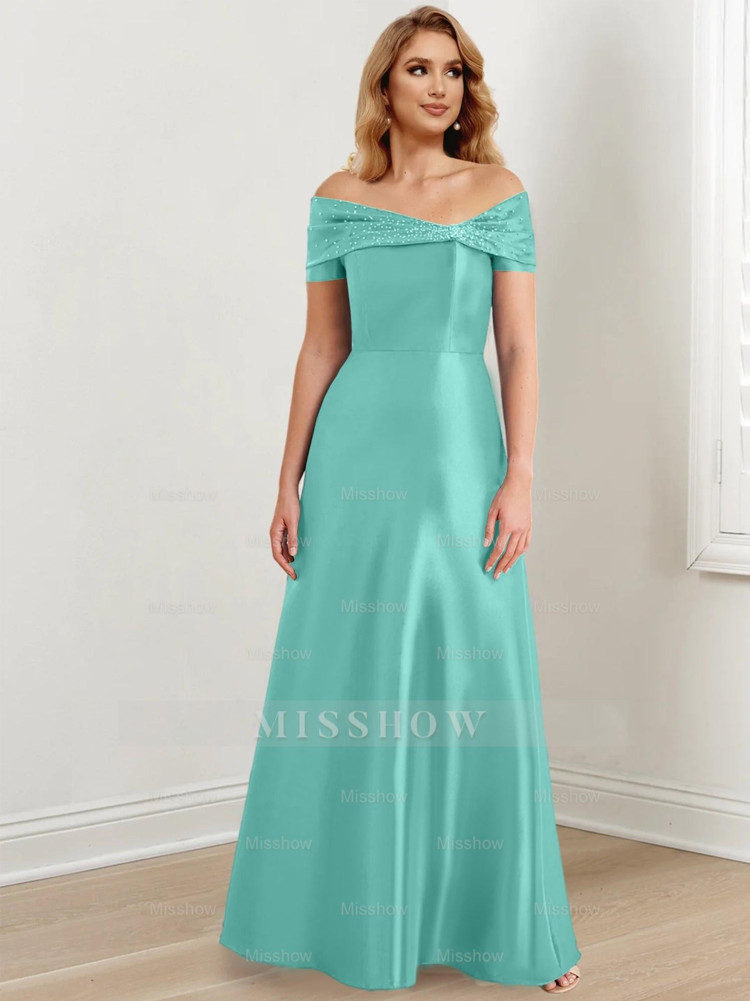 Elegant Floor-Length Off-the-Shoulder Mother of the Bride A-Line/Princess Dresses