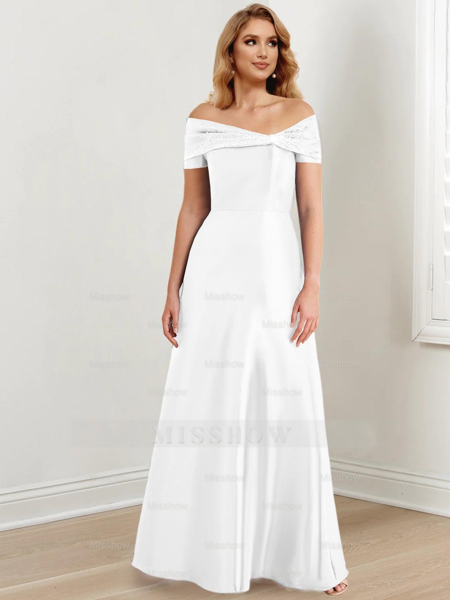 Elegant Floor-Length Off-the-Shoulder Mother of the Bride A-Line/Princess Dresses